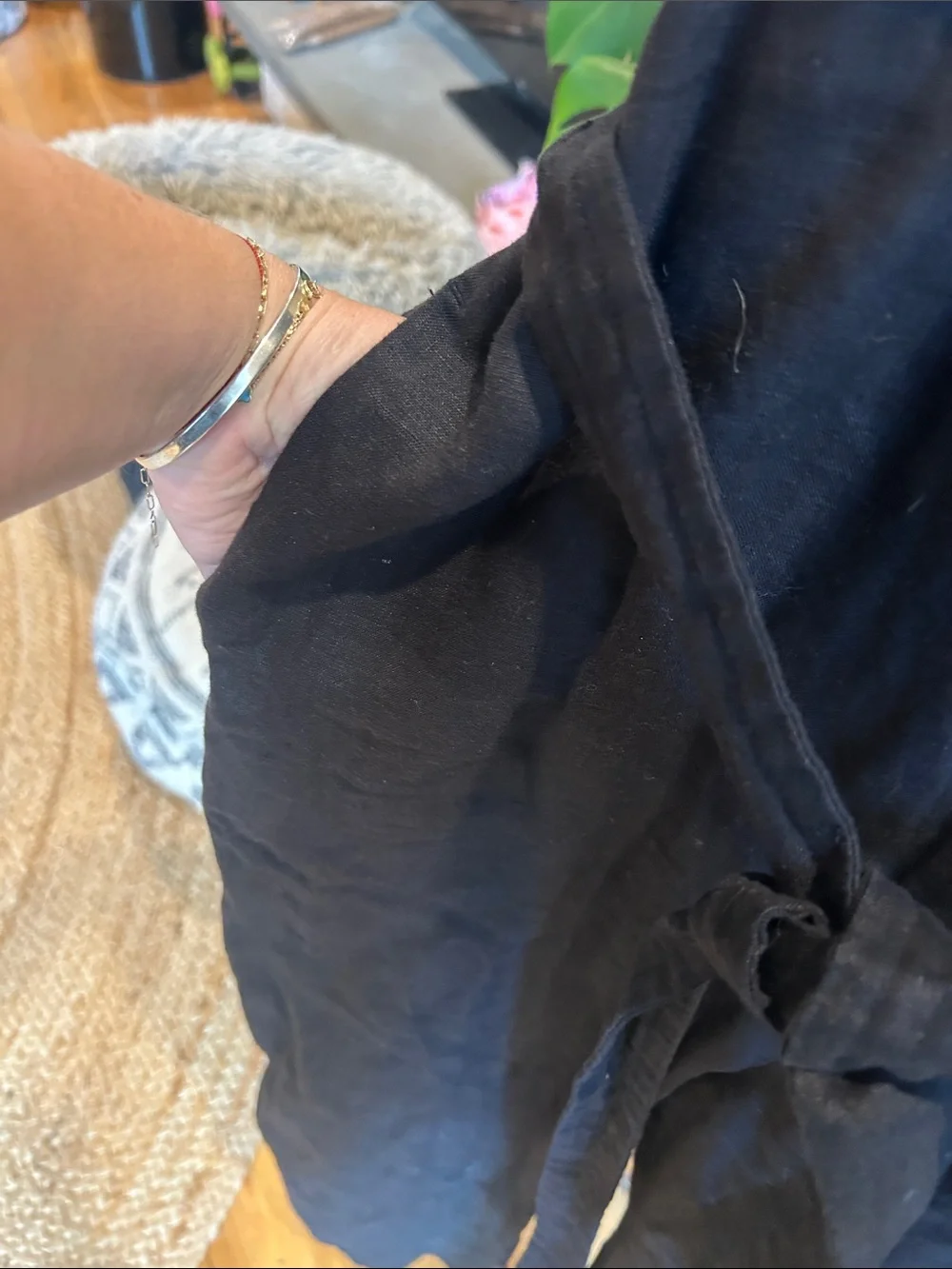 Everlane Black Linen Button-Front Jumpsuit with Tie Waist